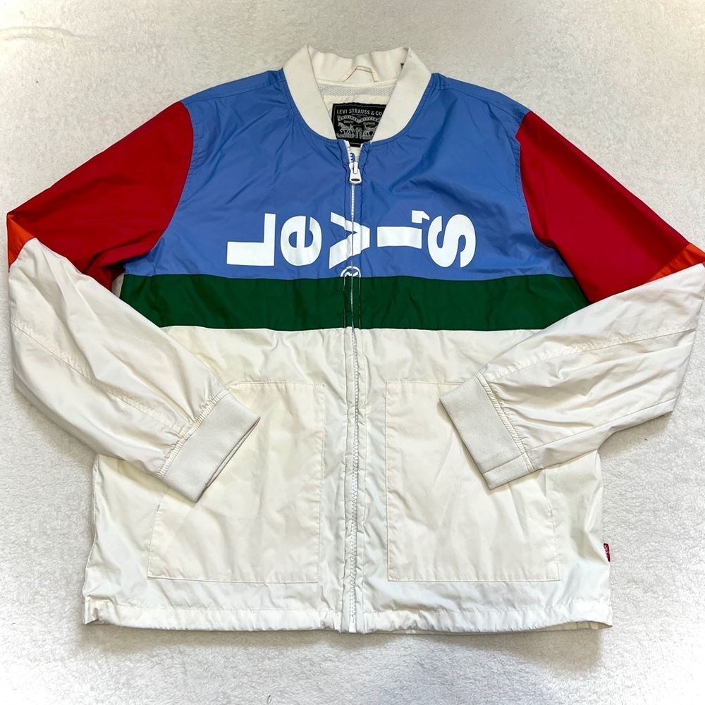Levi's Retro Varsity Bomber Zip-Up Windbreaker Jacket - Large - Picture 1 of 14